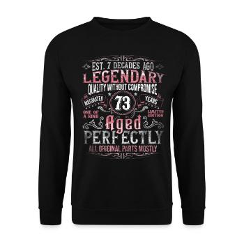 Vintage 73 Aged Perfectly Women on 73rd Birthday - Unisex Sweatshirt - black - Front - Alina (178cm) & Michal (187cm)