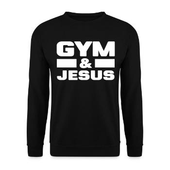 Gym and Jesus Christian Workout Sport Jesus - Unisex Pullover - Schwarz - Vorne - Alina (178cm) & Michal (187cm)