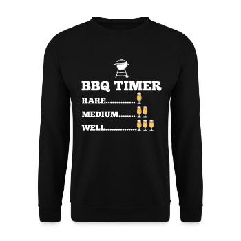 BBQ Timer Barbecue Beer Steak Grill Funny Grilling - Unisex Sweatshirt - black - Front - Alina (178cm) & Michal (187cm)
