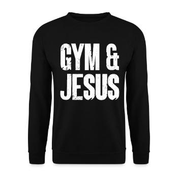 Gym and Jesus Christian Workout Sport Jesus - Unisex Pullover - Schwarz - Vorne - Alina (178cm) & Michal (187cm)