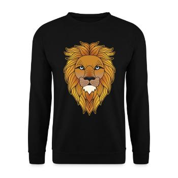 Lion Animal Head Predator Animal Motif with Wildlife - Unisex Sweatshirt - black - Front - Alina (178cm) & Michal (187cm)
