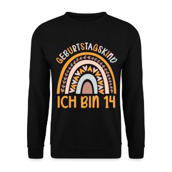 14 Jahre alt Rainbow Regenbogen 14. Geburtstag - Unisex Pullover - Schwarz - Vorne - Alina (178cm) & Michal (187cm)
