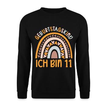 11 Jahre alt Rainbow Regenbogen 11. Geburtstag - Unisex Pullover - Schwarz - Vorne - Alina (178cm) & Michal (187cm)