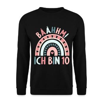 10 Jahre alt Rainbow Regenbogen 10. Geburtstag - Unisex Pullover - Schwarz - Vorne - Alina (178cm) & Michal (187cm)