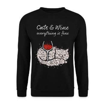 Vin Vino Amateurs de vin Chat Propriétaire Chats - Sweat-shirt Unisexe - noir - Devant - Alina (178cm) & Michal (187cm)