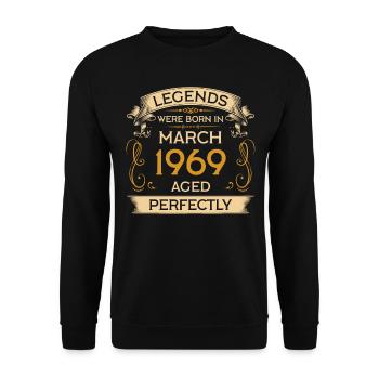 Geburtstag Legends Were Born In März 1969 - Unisex Pullover - Schwarz - Vorne - Alina (178cm) & Michal (187cm)