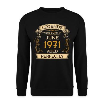 Anniversaire de Legends Were Born en juin 1971 - Sweat-shirt Unisexe - noir - Devant - Alina (178cm) & Michal (187cm)