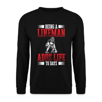 Football Lineman Leben Spieler Sport - Unisex Pullover - Schwarz - Vorne - Alina (178cm) & Michal (187cm)