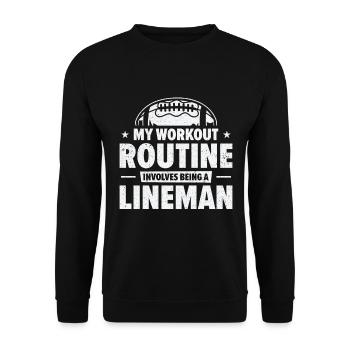 Football Lineman Leben Workout Routine Spieler - Unisex Pullover - Schwarz - Vorne - Alina (178cm) & Michal (187cm)