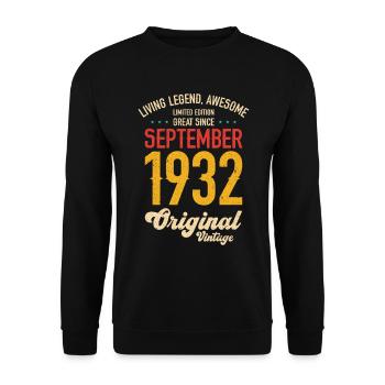 Retro 90 Years September 1932 Birthday Vintage - Unisex Sweatshirt - black - Front - Alina (178cm) & Michal (187cm)