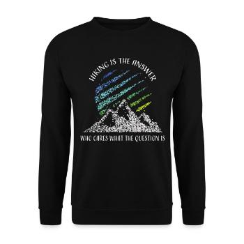 Wandern Wanderer Bergsteigen Bergsport Gebirge - Unisex Pullover - Schwarz - Vorne - Alina (178cm) & Michal (187cm)