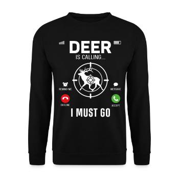 Buck Deer Hunting Hunter Phone - Unisex Pullover - Schwarz - Vorne - Alina (178cm) & Michal (187cm)