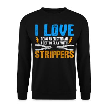 J’aime les strip-teaseuses drôles d’électricien - Sweat-shirt Unisexe - noir - Devant - Alina (178cm) & Michal (187cm)