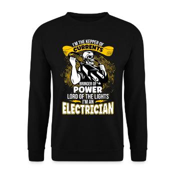Im The Keeper Of Current Elektriker - Unisex Pullover - Schwarz - Vorne - Alina (178cm) & Michal (187cm)