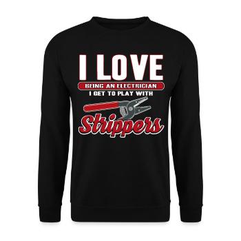 J’aime les strip-teaseuses drôles d’électricien - Sweat-shirt Unisexe - noir - Devant - Alina (178cm) & Michal (187cm)