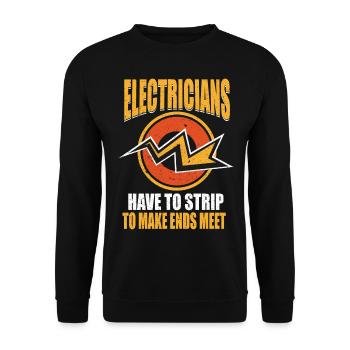 Les électriciens se déshabillent pour joindre les deux bouts avec Elektriker - Sweat-shirt Unisexe - noir - Devant - Alina (178cm) & Michal (187cm)