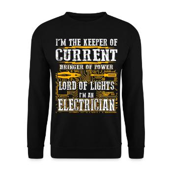 Im The Keeper Of Current Elektriker - Unisex Pullover - Schwarz - Vorne - Alina (178cm) & Michal (187cm)