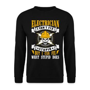 Je ne peux pas réparer Stupid Electrician - Sweat-shirt Unisexe - noir - Devant - Alina (178cm) & Michal (187cm)
