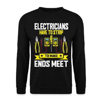 Les électriciens se déshabillent pour joindre les deux bouts avec Elektriker - Sweat-shirt Unisexe - noir - Devant - Alina (178cm) & Michal (187cm)