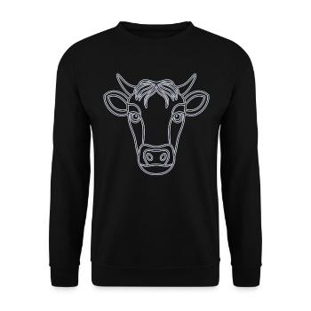 Landwirt Rind Tierkopf Motiv Aufdruck mit Stier - Unisex Pullover - Schwarz - Vorne - Alina (178cm) & Michal (187cm)