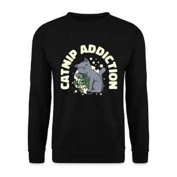 Dépendance à l’herbe à chat Propriétaire de chat Animal de compagnie - Sweat-shirt Unisexe - noir - Devant - Alina (178cm) & Michal (187cm)