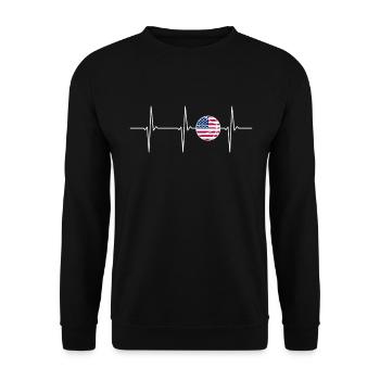 Basketball EKG Herzsschlag USA - Unisex Pullover - Schwarz - Vorne - Alina (178cm) & Michal (187cm)