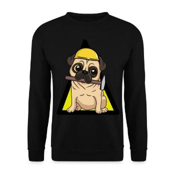 Baustelle Hund Bauherr Handwerk Gewerbe Handwerker - Unisex Pullover - Schwarz - Vorne - Alina (178cm) & Michal (187cm)