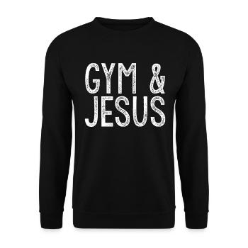 Gym and Jesus Christian Workout Sport Jesus - Unisex Pullover - Schwarz - Vorne - Alina (178cm) & Michal (187cm)