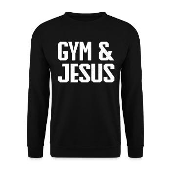 Gym and Jesus Christian Workout Sport Jesus - Unisex Pullover - Schwarz - Vorne - Alina (178cm) & Michal (187cm)