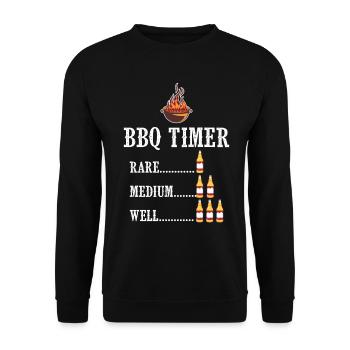 BBQ Timer Barbecue Beer Steak Grill Funny Grilling - Unisex Sweatshirt - black - Front - Alina (178cm) & Michal (187cm)