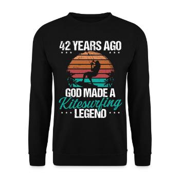 42 Birthday Kitesurf Legend Kiteboard 42 Year Old - Unisex Sweatshirt - black - Front - Alina (178cm) & Michal (187cm)