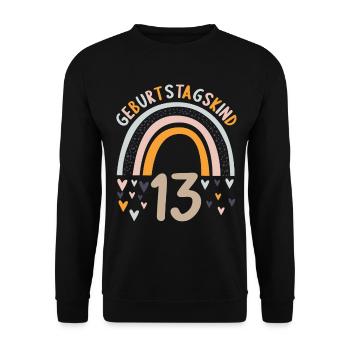 13 Jahre alt Rainbow Regenbogen 13. Geburtstag - Unisex Pullover - Schwarz - Vorne - Alina (178cm) & Michal (187cm)