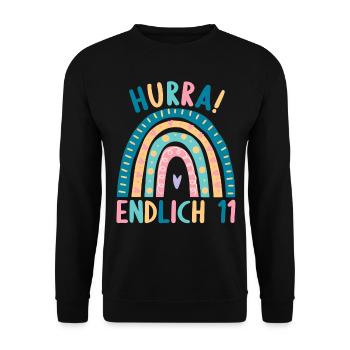 11 Jahre alt Rainbow Regenbogen 11. Geburtstag - Unisex Pullover - Schwarz - Vorne - Alina (178cm) & Michal (187cm)
