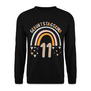 11 Jahre alt Rainbow Regenbogen 11. Geburtstag - Unisex Pullover - Schwarz - Vorne - Alina (178cm) & Michal (187cm)