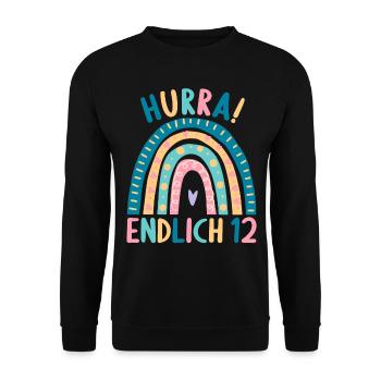 12 Jahre alt Rainbow Regenbogen 12. Geburtstag - Unisex Pullover - Schwarz - Vorne - Alina (178cm) & Michal (187cm)