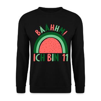 11 Jahre alt Rainbow Regenbogen 11. Geburtstag - Unisex Pullover - Schwarz - Vorne - Alina (178cm) & Michal (187cm)