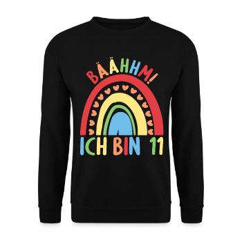 11 Jahre alt Rainbow Regenbogen 11. Geburtstag - Unisex Pullover - Schwarz - Vorne - Alina (178cm) & Michal (187cm)