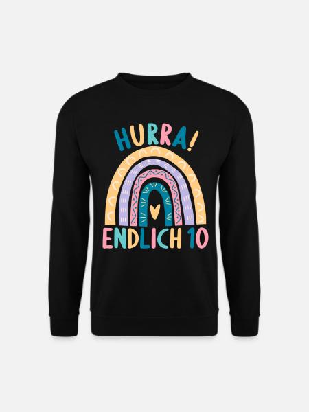 10 Jahre alt Rainbow Regenbogen 10. Geburtstag - Unisex Pullover - Schwarz