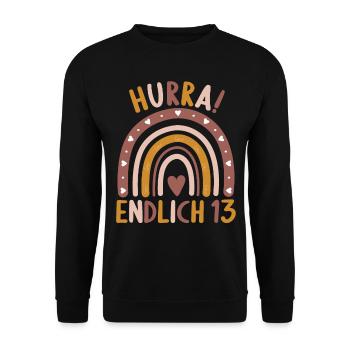 13 Jahre alt Rainbow Regenbogen 13. Geburtstag - Unisex Pullover - Schwarz - Vorne - Alina (178cm) & Michal (187cm)