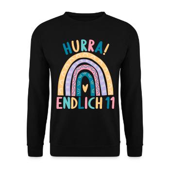 11 Jahre alt Rainbow Regenbogen 11. Geburtstag - Unisex Pullover - Schwarz - Vorne - Alina (178cm) & Michal (187cm)