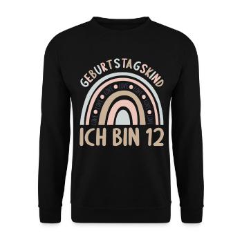 12 Jahre alt Rainbow Regenbogen 12. Geburtstag - Unisex Pullover - Schwarz - Vorne - Alina (178cm) & Michal (187cm)
