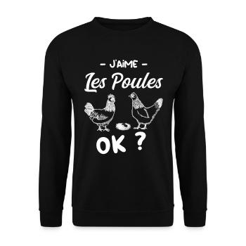 Mes Poules Je Les Aimes Cadeau Papa Maman Mamie - Sweat-shirt Unisexe - noir - Devant - Alina (178cm) & Michal (187cm)