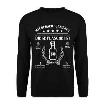 Dreißig Jahre 30ter Geburtstag Bier Flasche - Unisex Pullover - Schwarz - Vorne - Alina (178cm) & Michal (187cm)