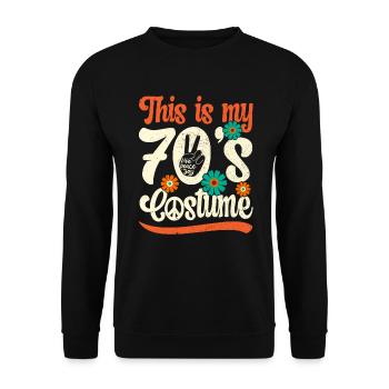 70s 1970s Seventies Party Outfit Costume - Unisex Sweatshirt - black - Front - Alina (178cm) & Michal (187cm)