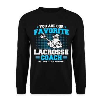 Sport Spieler Lacrosse Coaches Geschenk - Unisex Pullover - Schwarz - Vorne - Alina (178cm) & Michal (187cm)
