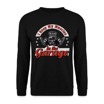 Muscel Car V8 Turbocharger Truck Rennwagen - Unisex Pullover - Schwarz - Vorne - Alina (178cm) & Michal (187cm)