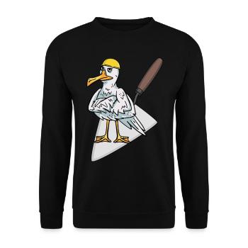 Baustelle Handwerker Möwe Maurer Maurerkelle Bauen - Unisex Pullover - Schwarz - Vorne - Alina (178cm) & Michal (187cm)