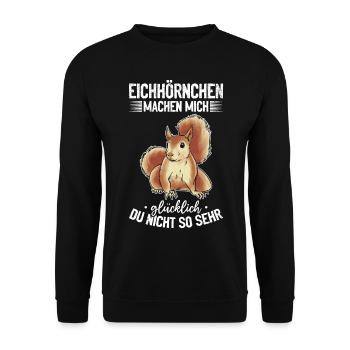 Eichhörnchen machen mich glücklich - Eichhörnchen - Unisex Pullover - Schwarz - Vorne - Alina (178cm) & Michal (187cm)