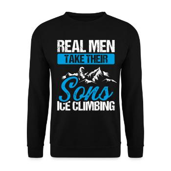 Ice Climber Real Men take their Sons Ice - Unisex Pullover - Schwarz - Vorne - Alina (178cm) & Michal (187cm)