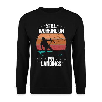 Travailler sur mon Landings Kiteboarder Vintage Kite - Sweat-shirt Unisexe - noir - Devant - Alina (178cm) & Michal (187cm)